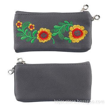 Leather Pouch for iPhone, with Quality Zipper Slider and Lanyard, Comes in Black